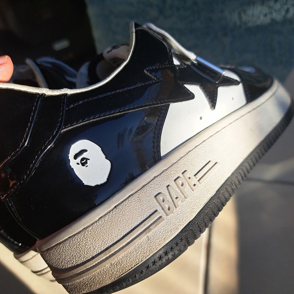 A Bathing Ape Bapesta Low Patent Black Sneaker Mens Shoes Size 12 - Picture 5 of 10